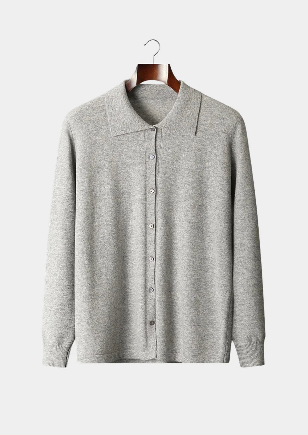 POLO CARDIGAN VAN ZUIVERE EXTRA FIJNE MERINOWOL