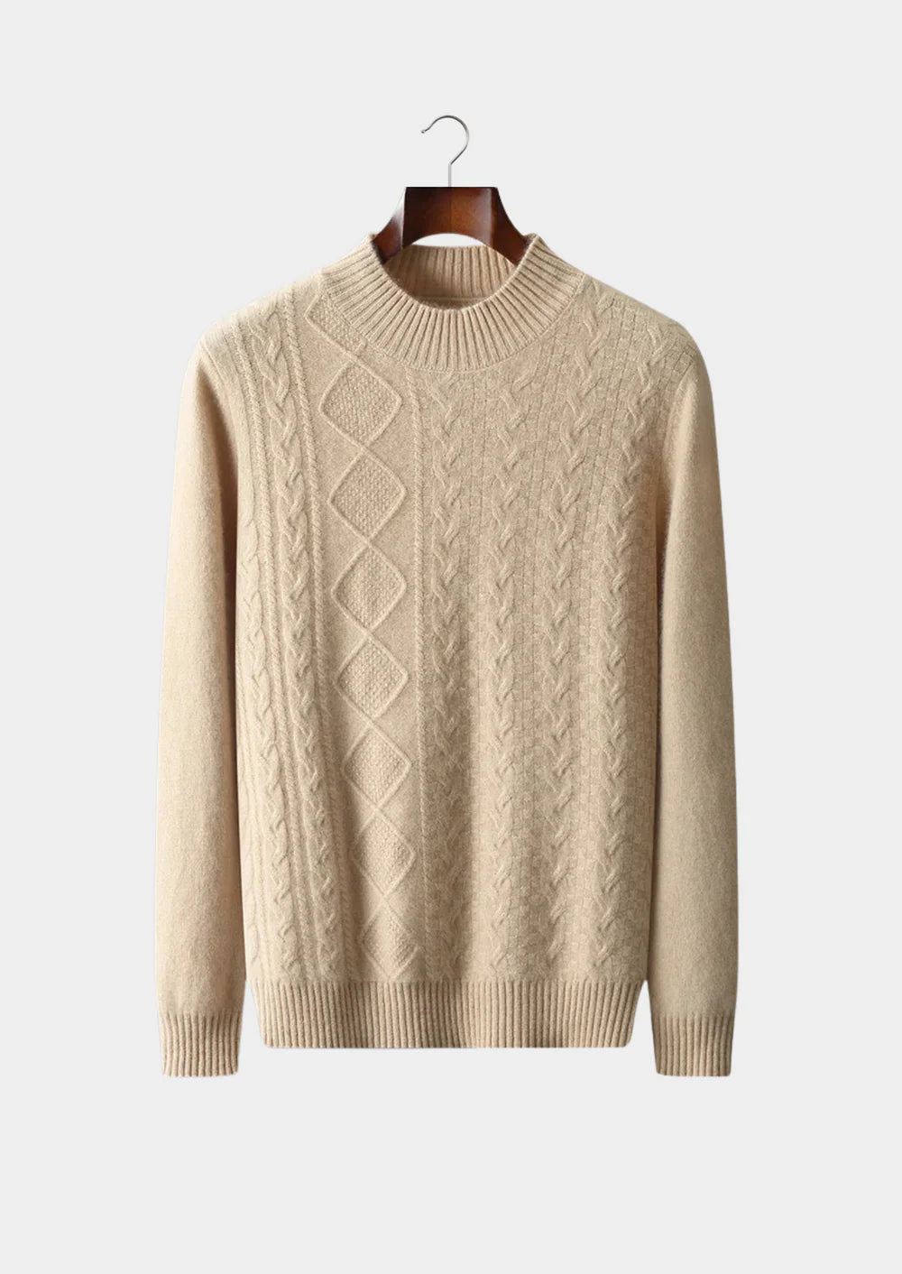 ZUIVERE EXTRA FIJNE MERINOWOL JACQUARD MOCKNECK