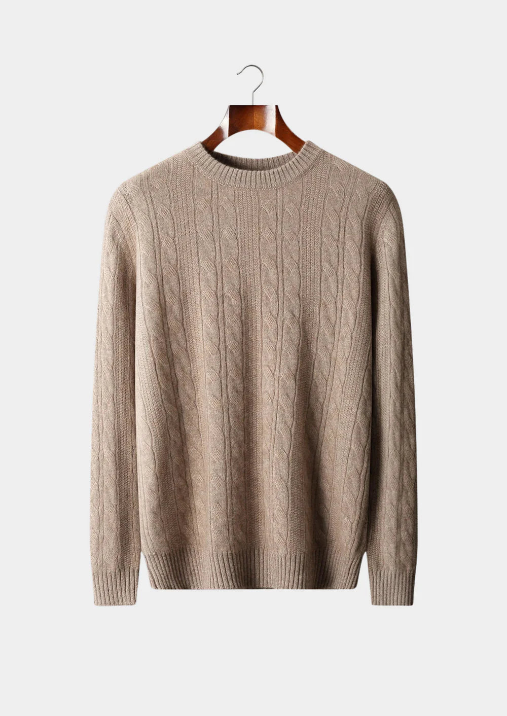 PURE EXTRA FIJNE MERINO WOL KABEL CREWNECK