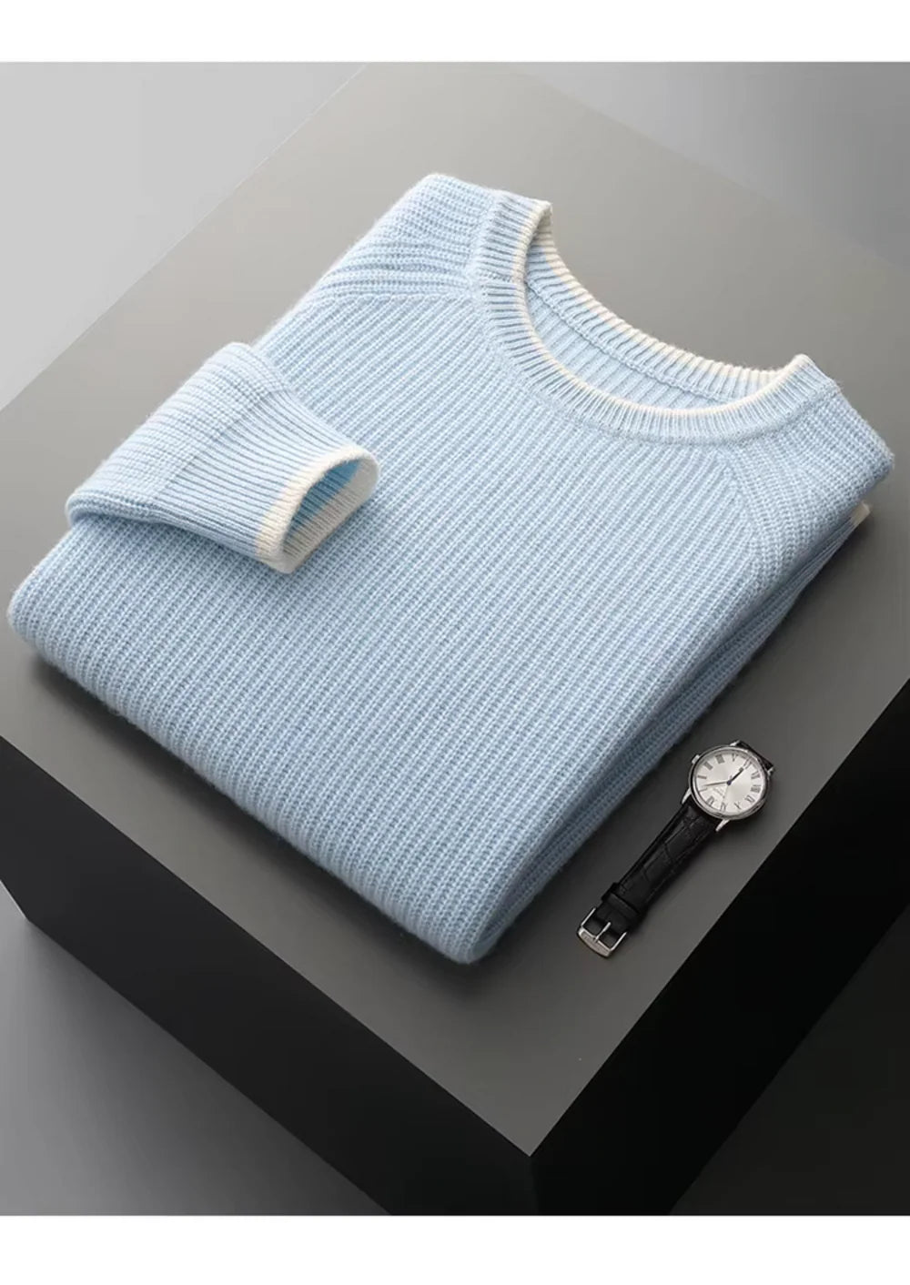 ZUIVERE EXTRA FIJNE MERINOWOL TWEEKLEURIGE CREWNECK