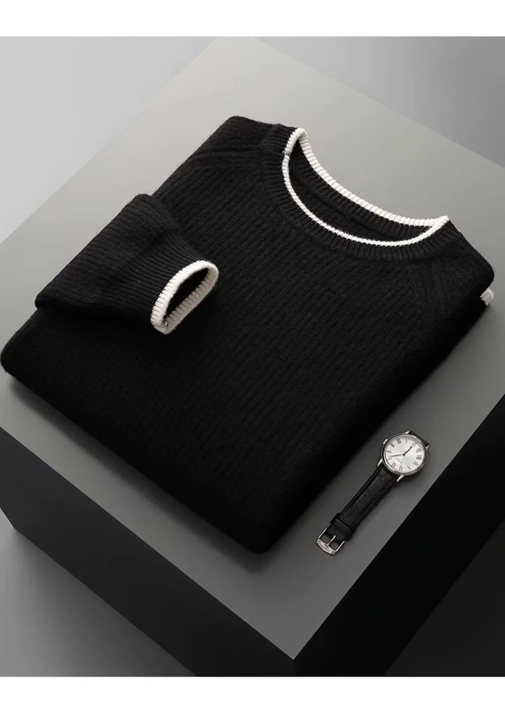 ZUIVERE EXTRA FIJNE MERINOWOL TWEEKLEURIGE CREWNECK