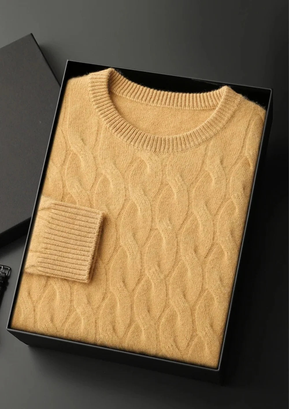PREMIUM KASJMIER KABEL CREWNECK