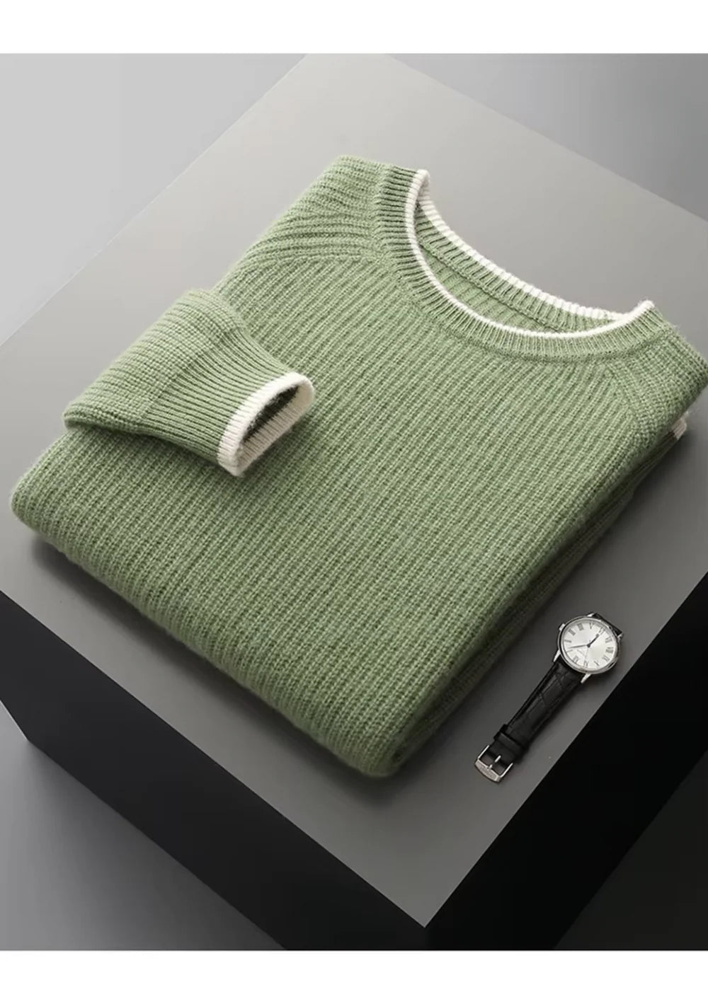 ZUIVERE EXTRA FIJNE MERINOWOL TWEEKLEURIGE CREWNECK