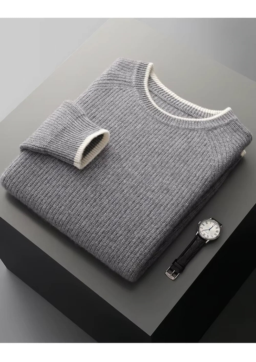 ZUIVERE EXTRA FIJNE MERINOWOL TWEEKLEURIGE CREWNECK