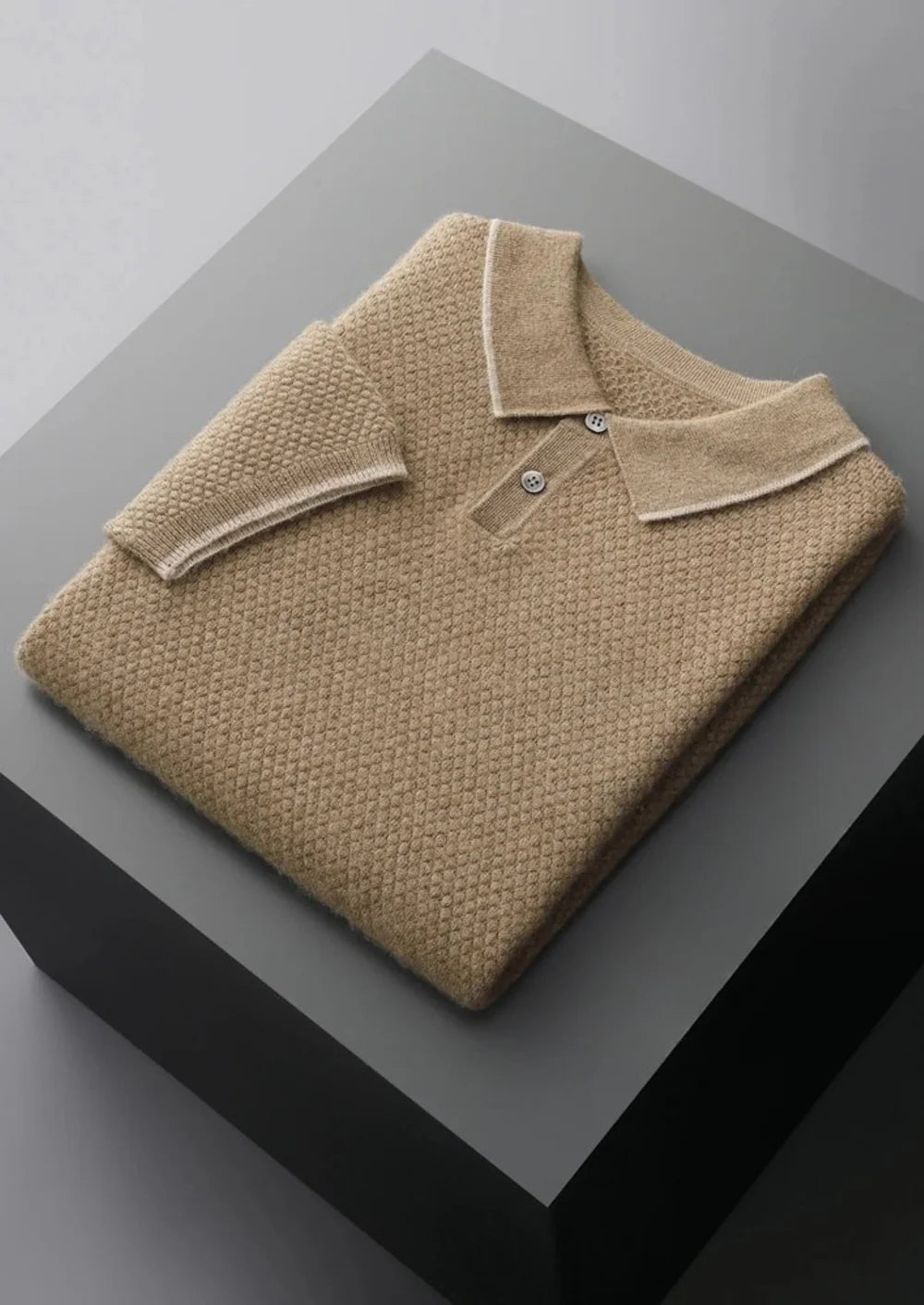 PREMIUM KASJMIER TWEEKLEURIGE POLO