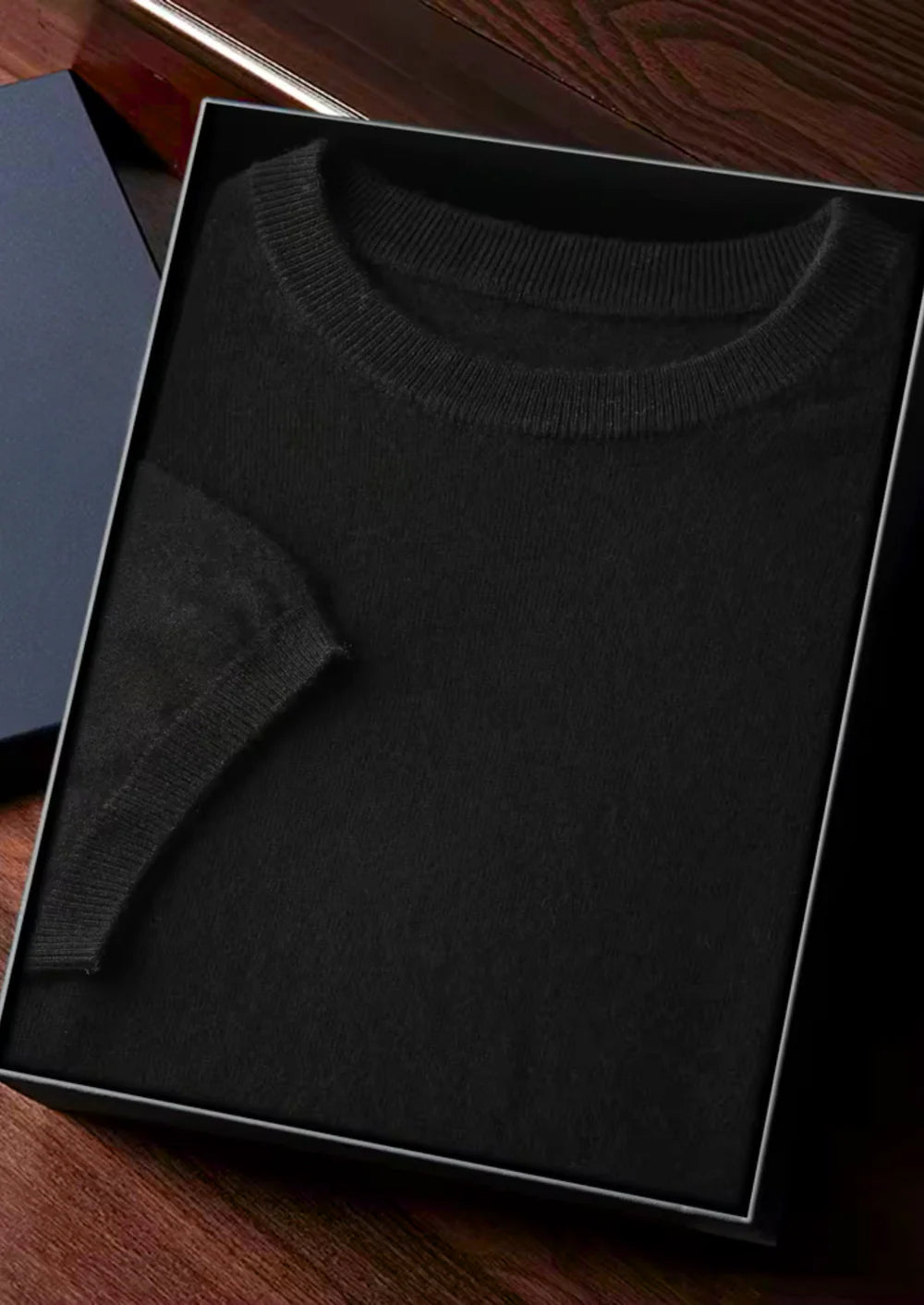 PREMIUM CASHMERE KLASSIEK T-SHIRT MET RONDE HALS