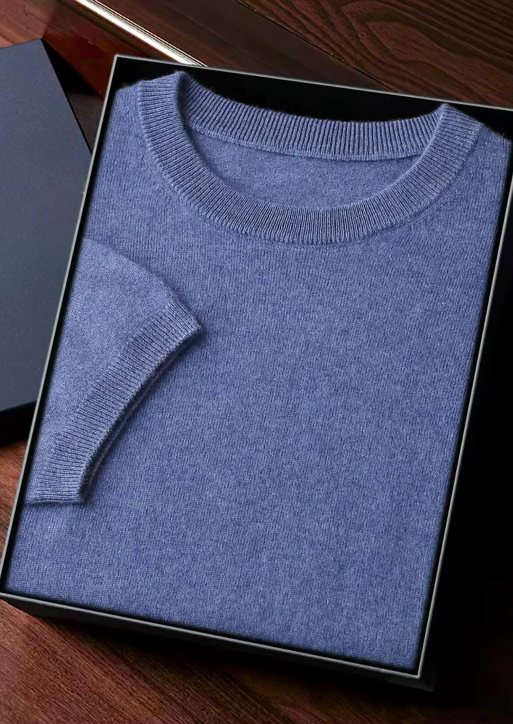 PREMIUM CASHMERE KLASSIEK T-SHIRT MET RONDE HALS