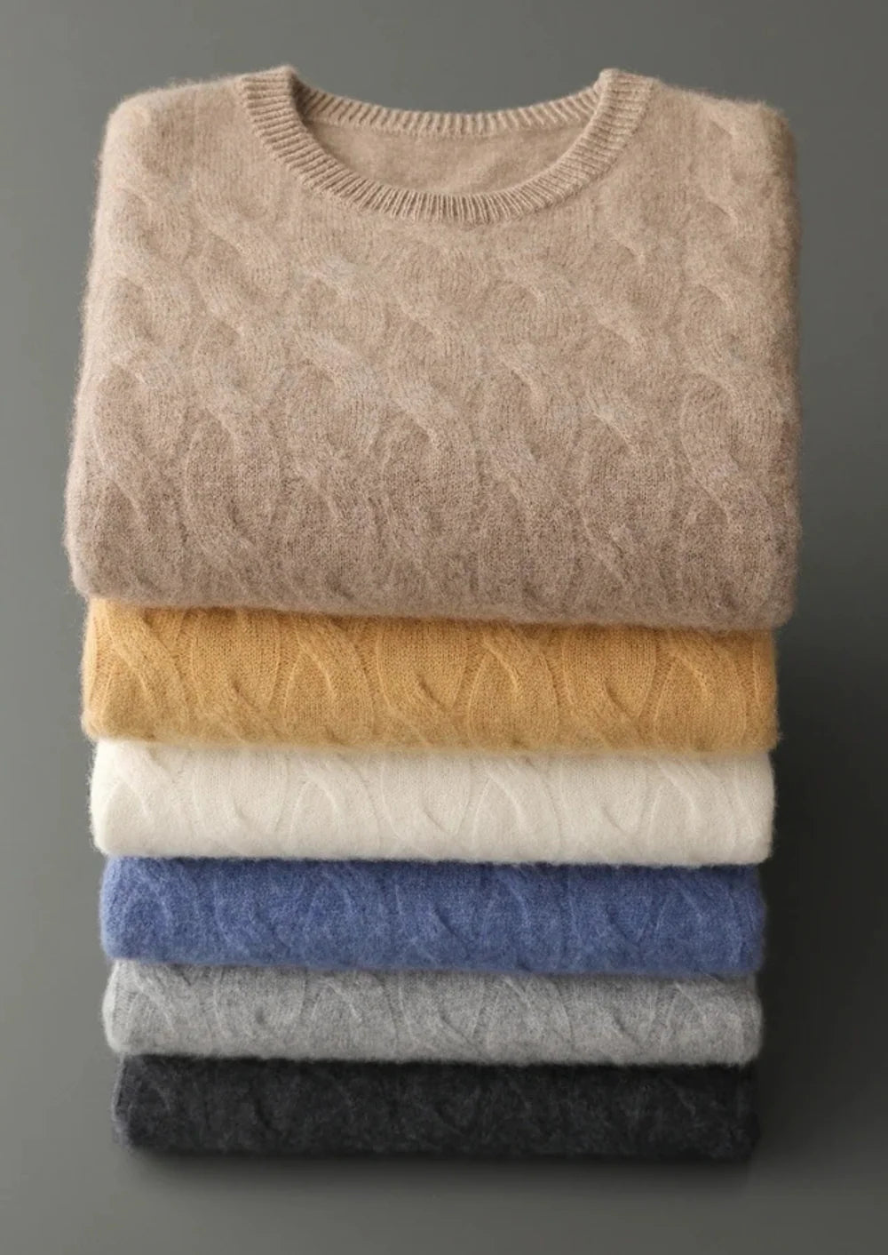 PREMIUM KASJMIER KABEL CREWNECK