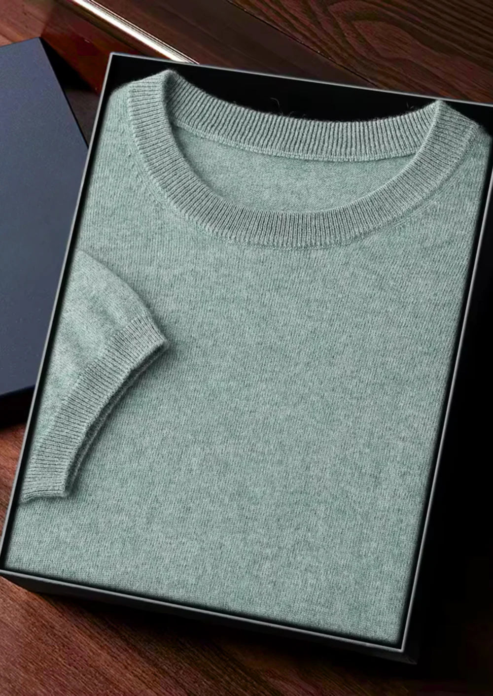 PREMIUM CASHMERE KLASSIEK T-SHIRT MET RONDE HALS
