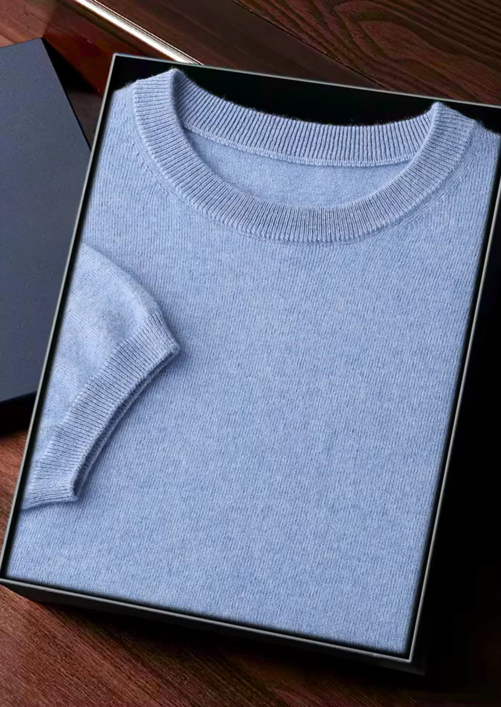 PREMIUM CASHMERE KLASSIEK T-SHIRT MET RONDE HALS