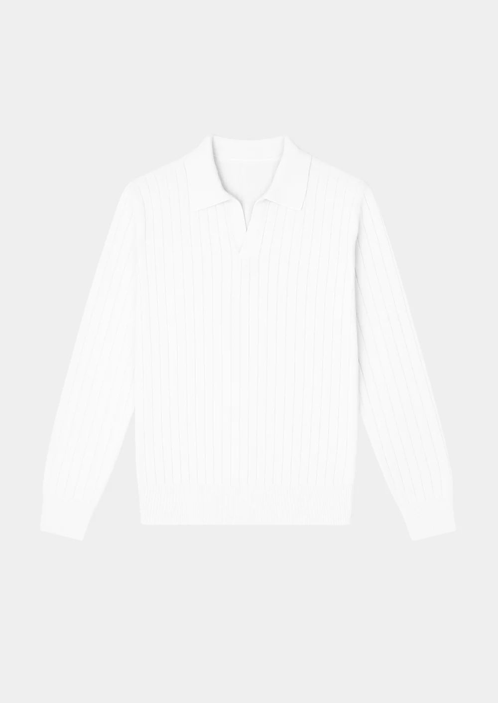 WITTE GERIBD POLO ZONDER KNOPEN