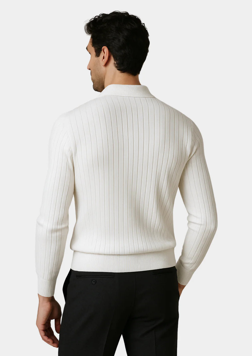 WITTE GERIBD POLO ZONDER KNOPEN