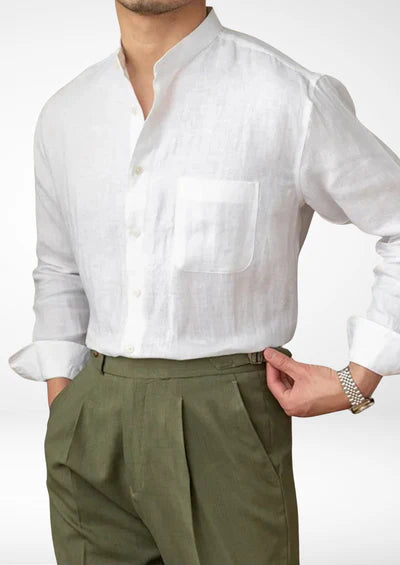 BRUNELLO SEASIDE LINNEN SHIRT - Wit