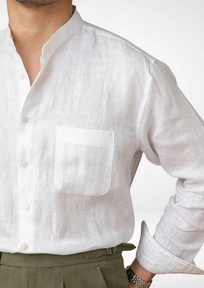 BRUNELLO SEASIDE LINNEN SHIRT - Wit