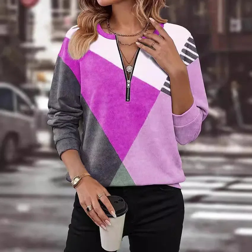 Modaura | Sweatshirt met lange mouwen en V-hals 