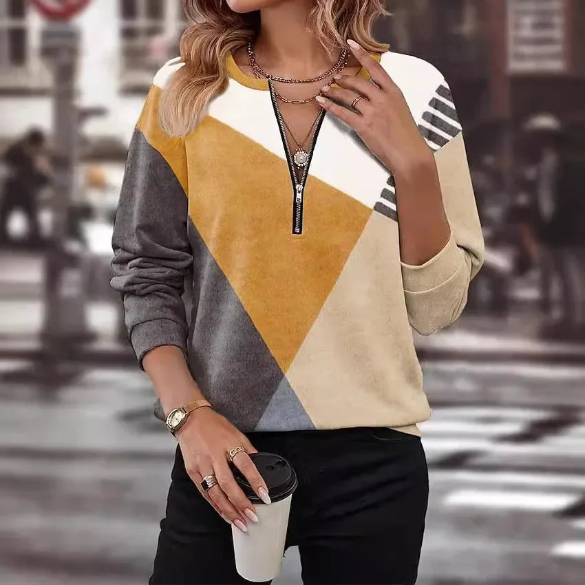 Modaura | Sweatshirt met lange mouwen en V-hals 