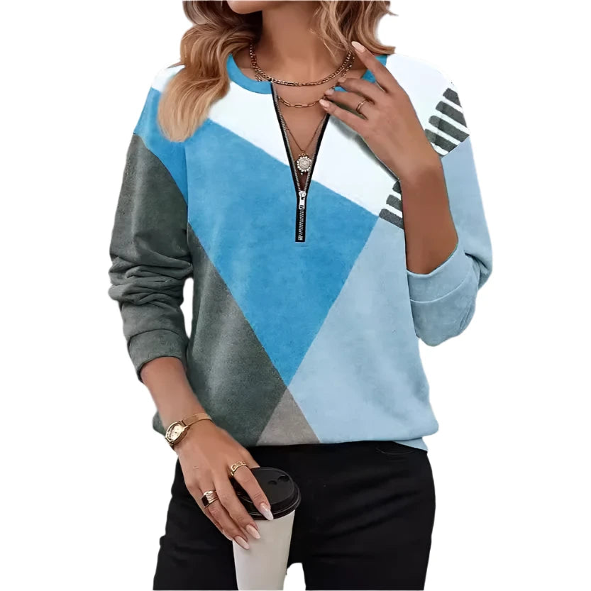 Modaura | Sweatshirt met lange mouwen en V-hals 