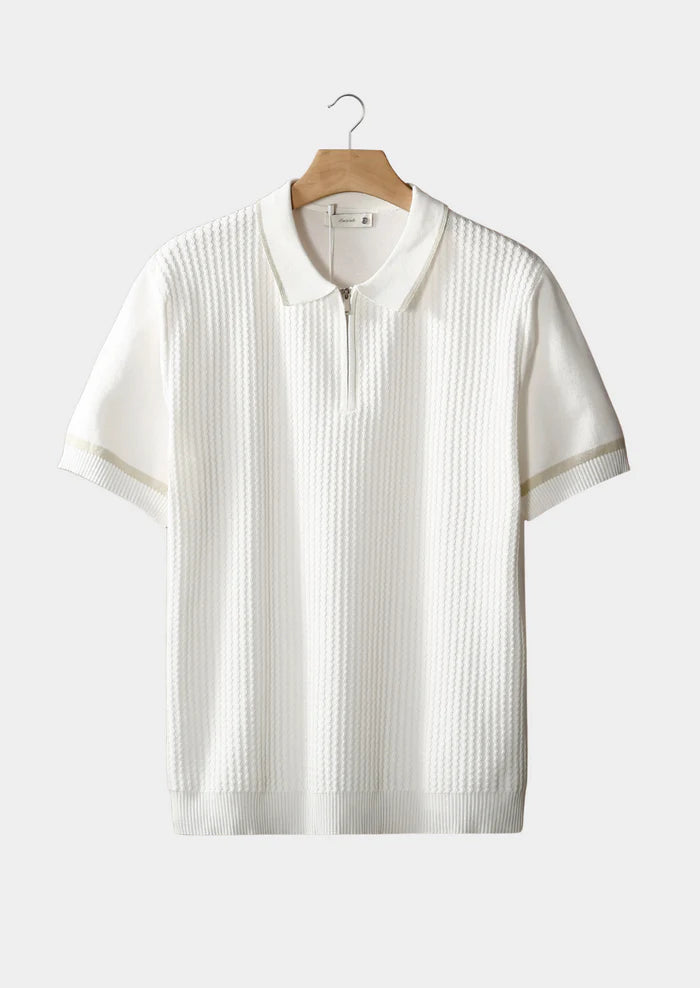 WITTE CONTRASTERENDE BEKLEDING POLO MET RITS