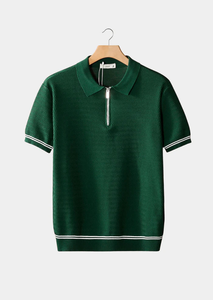 GROENE ZIGZAG GETEXTUREERDE RITS POLO