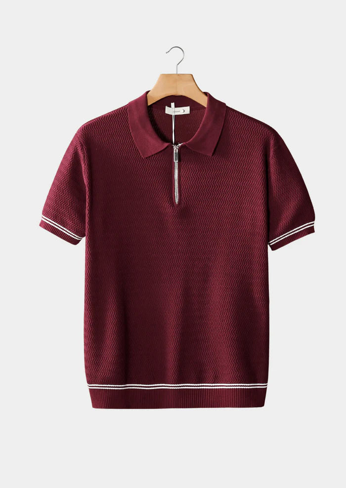 BORDEAUX ZIGZAG GETEXTUREERDE RITS POLO