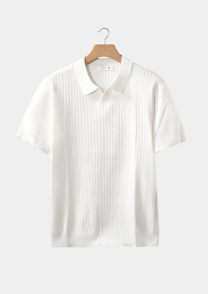 WITTE GERIBD POLO ZONDER KNOPEN