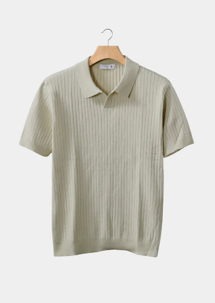 KHAKI GERIBD POLO ZONDER KNOPEN