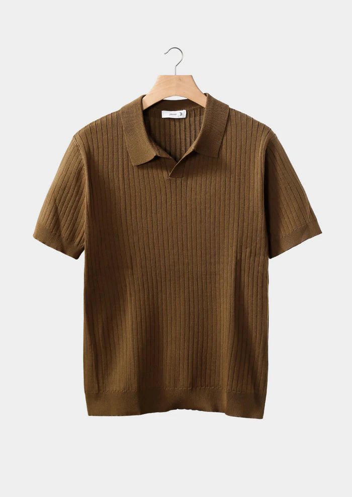 CARAMEL GERIBDE POLO ZONDER KNOPEN