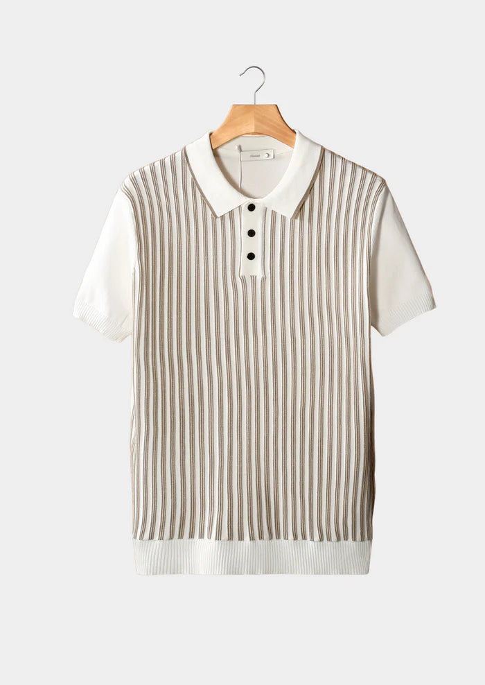 WITTE VERTICAAL GESTREEPTE POLO