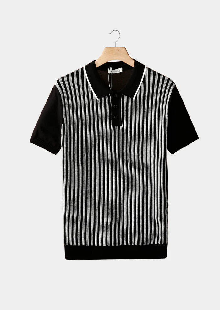 ZWARTE VERTICAAL GESTREEPTE POLO