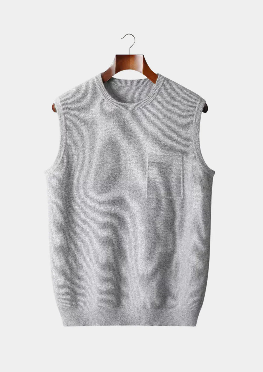 Zuivere extra fijne merinowol ronde hals vest