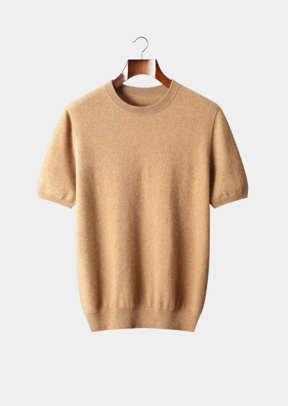 PREMIUM CASHMERE KLASSIEK T-SHIRT MET RONDE HALS