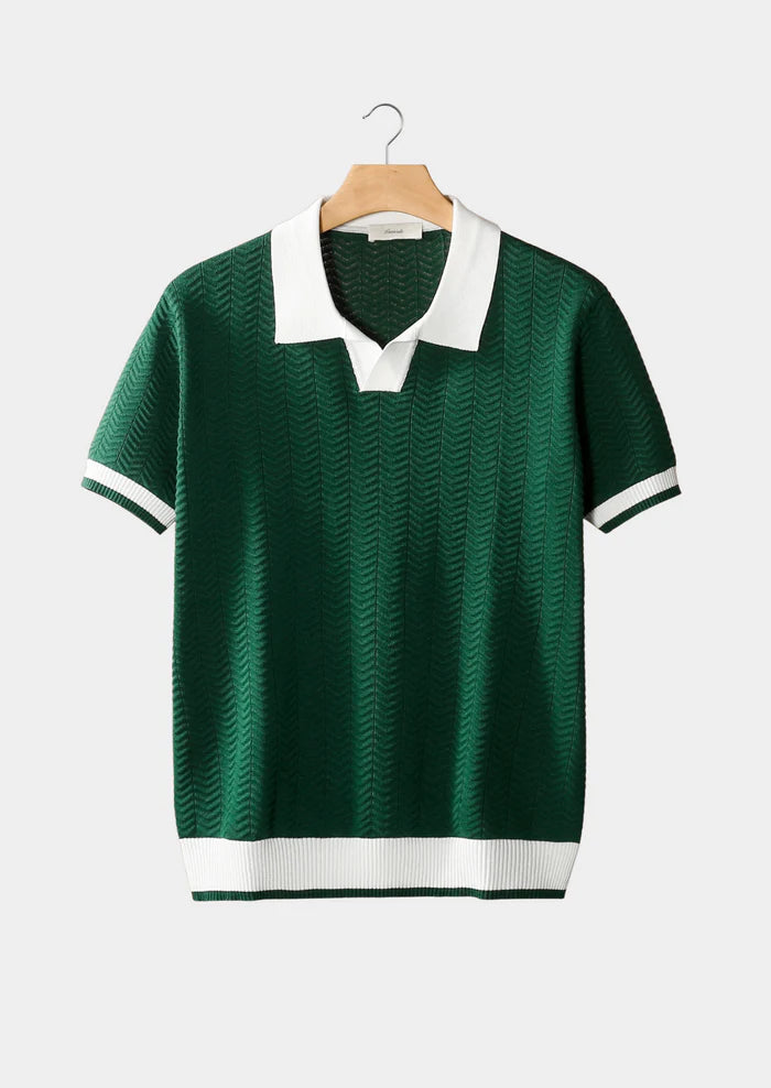 GROENE CONTRAST GETEXTUREERDE POLO