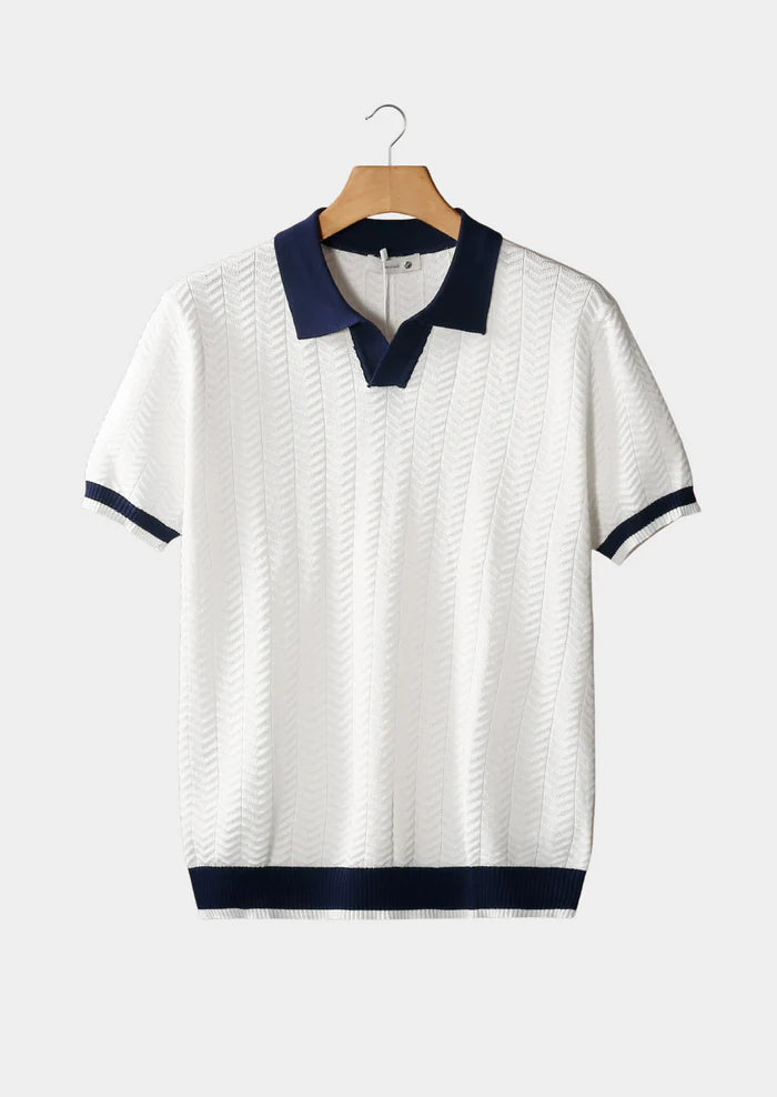 WITTE CONTRAST GETEXTUREERDE POLO