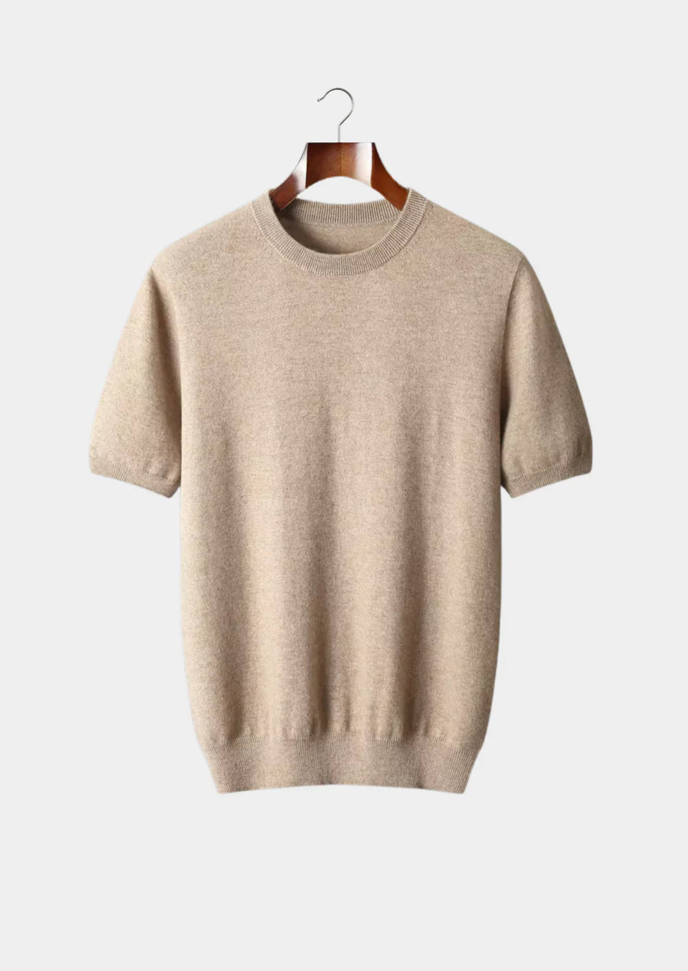 PREMIUM CASHMERE KLASSIEK T-SHIRT MET RONDE HALS
